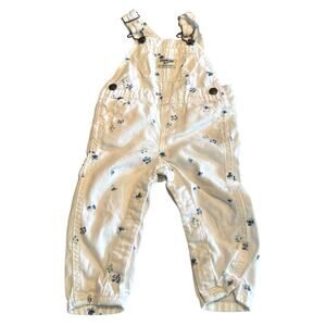 OshKosh B'Gosh Overalls Baby Girl 9 Month Vestbak White Blue floral